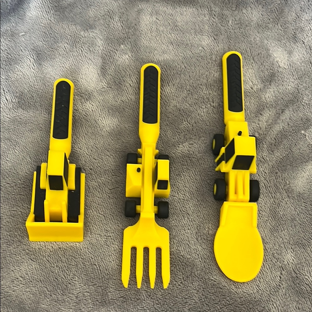 Yellow Construction-Style Kids Utensil Set - 3-Piece